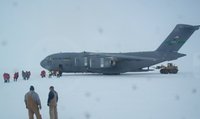 Landing in Antarctica on the ice runway